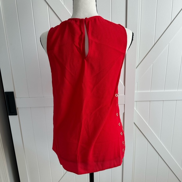 Women's Michael Kors Red Sleeveless Blouse with Grommet Detail – Size Medium - Picture 3 of 4